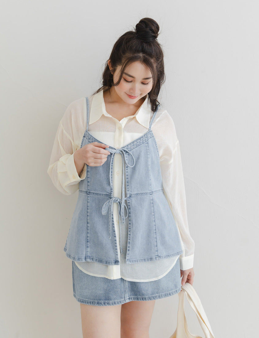 Reversible Silky Denim Plus Size Vest