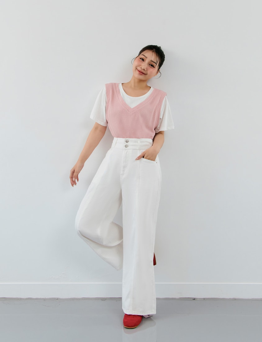 Contrast Waffle Faux Two Piece Plus Size Tee