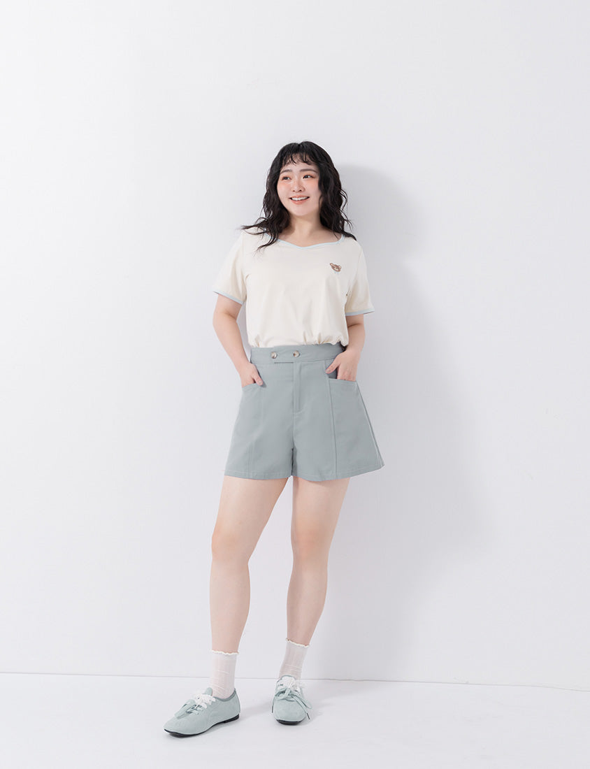 Cool Touch Lyocell Contrast Stitch Plus Size Shorts