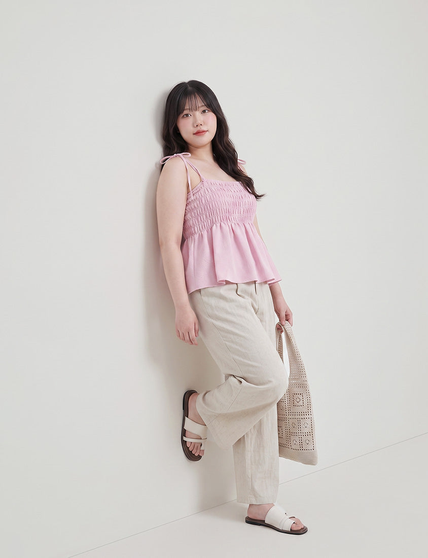 Cute Stretch Crinkled Tie Front Plus Size Layering Cami Vest