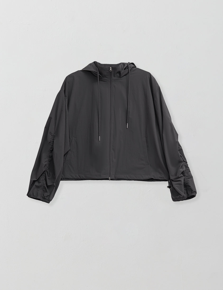 Instant Cooling UV-Protection Cropped Utility Hooded Plus Size Jacket