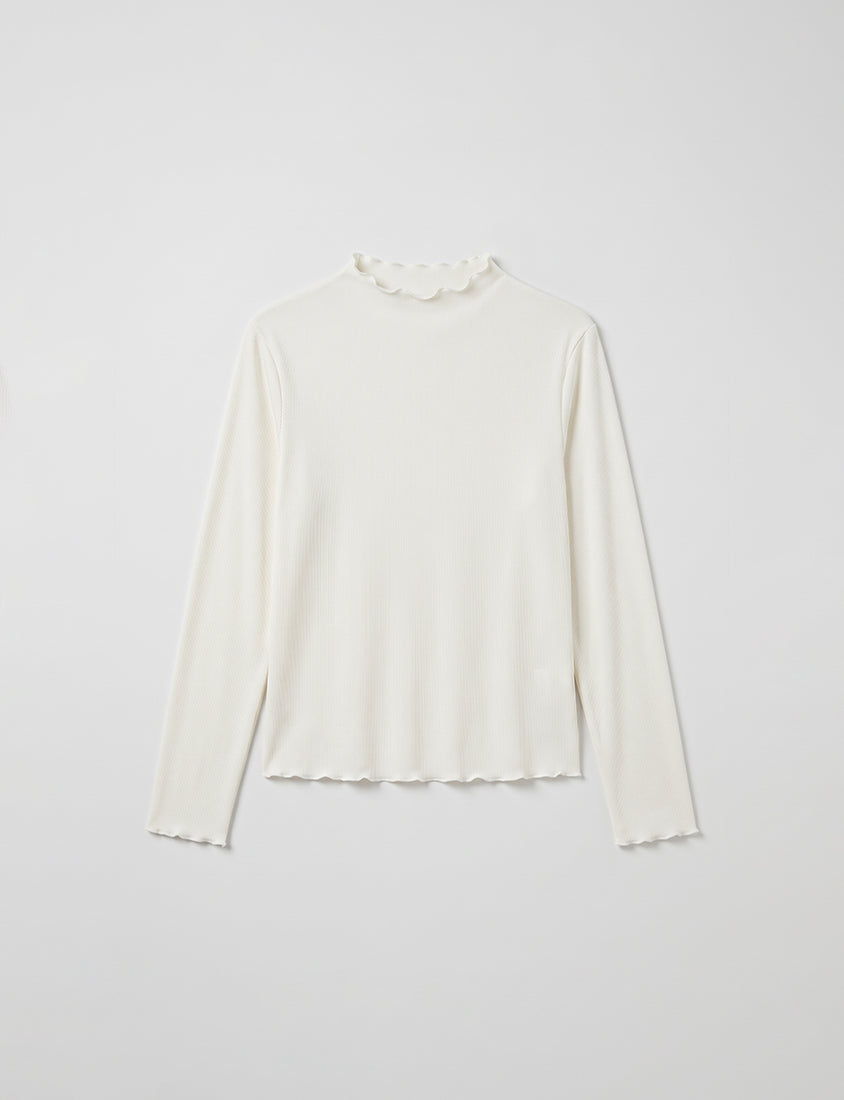 Ribbed Lettuce Trim Mock Neck Plus Size Top