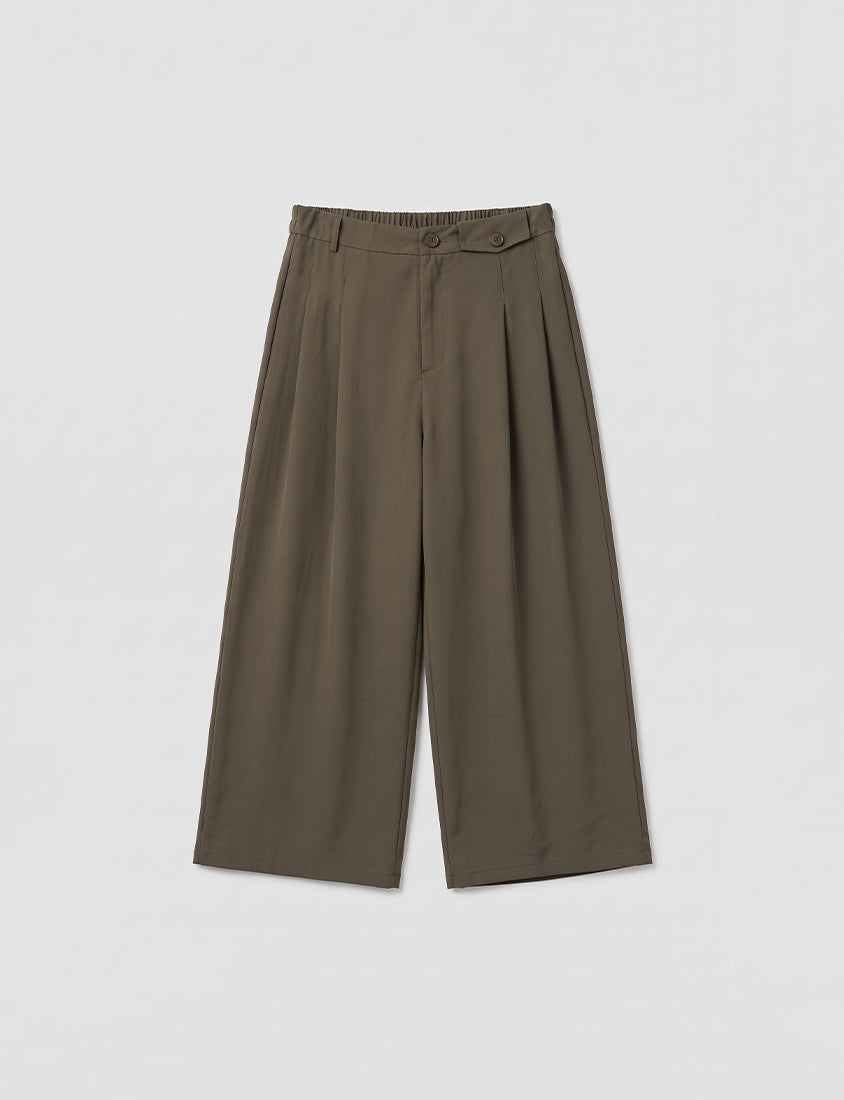 Asymmetrical Waist Pleated Chiffon Wide Leg Plus Size Pants