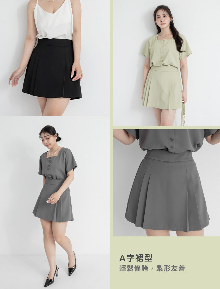 MISS. Elegant Square Neck Faux Button Chiffon Plus Size Top
