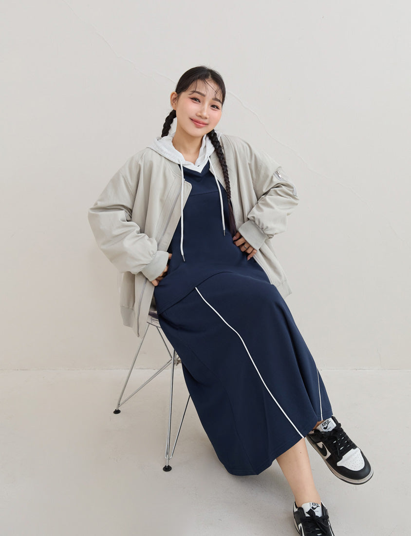American Sporty Colorblock Oversized Long Sleeve Top (Unisex)