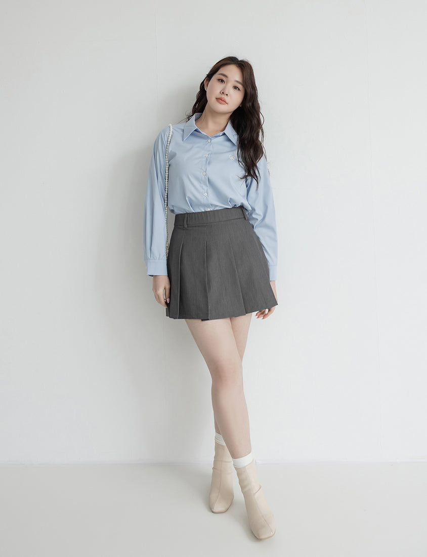 Sweet Preppy Pleated Plus Size Skort
