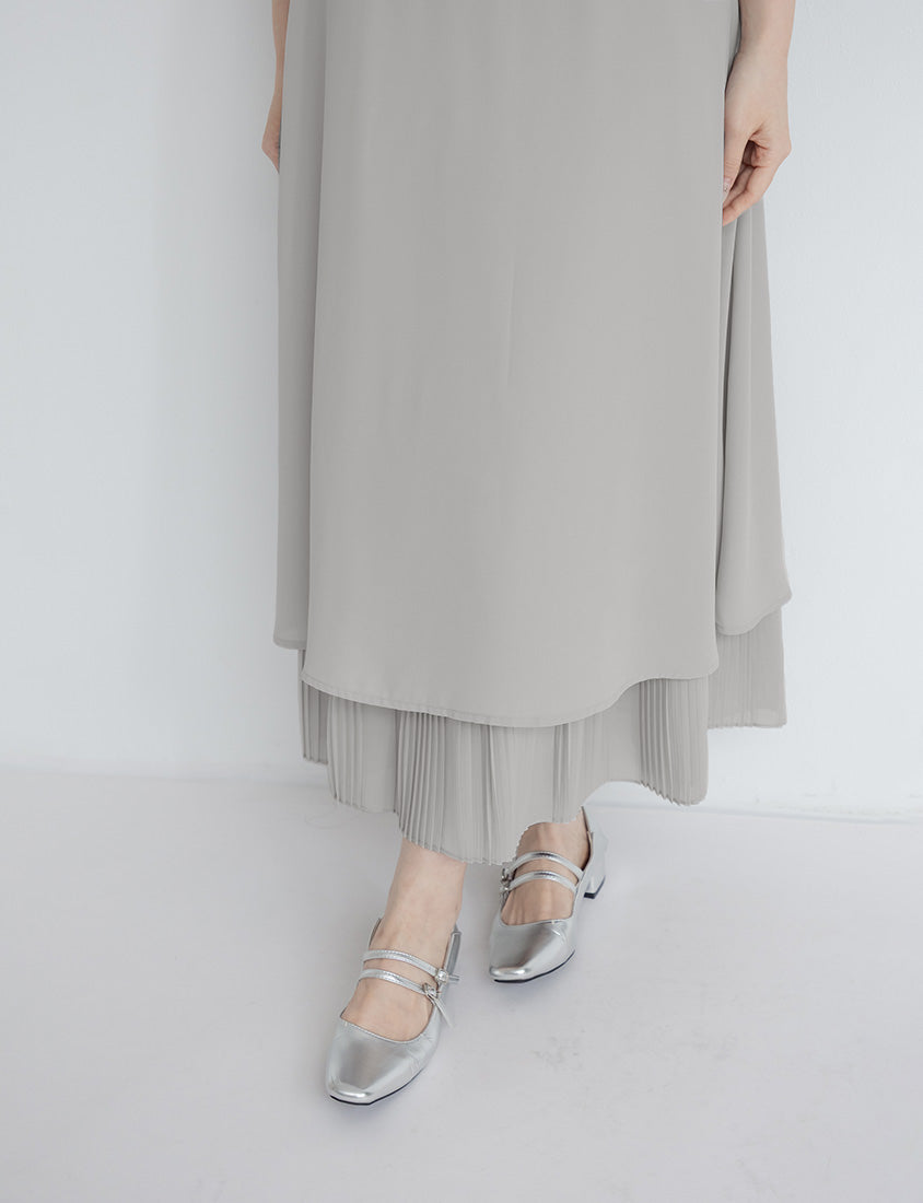 MISS. Elegant Pleated Chiffon Plus Size Maxi Skirt