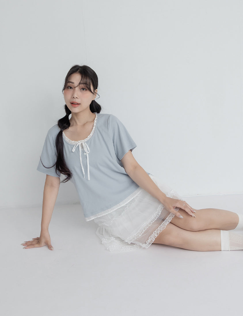 Korean Style Layered Faux Two-Piece Plus Size Top