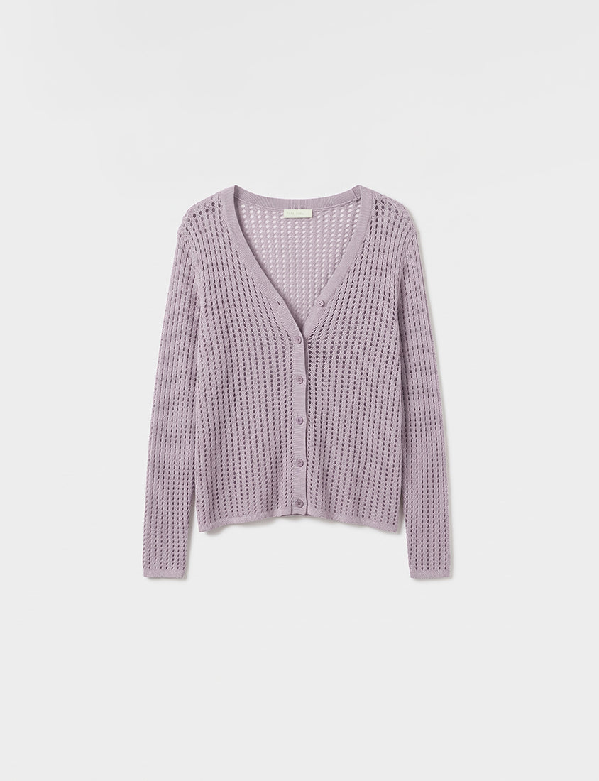 V-Neck Ice Silk Openwork Knit Plus Size Cardigan