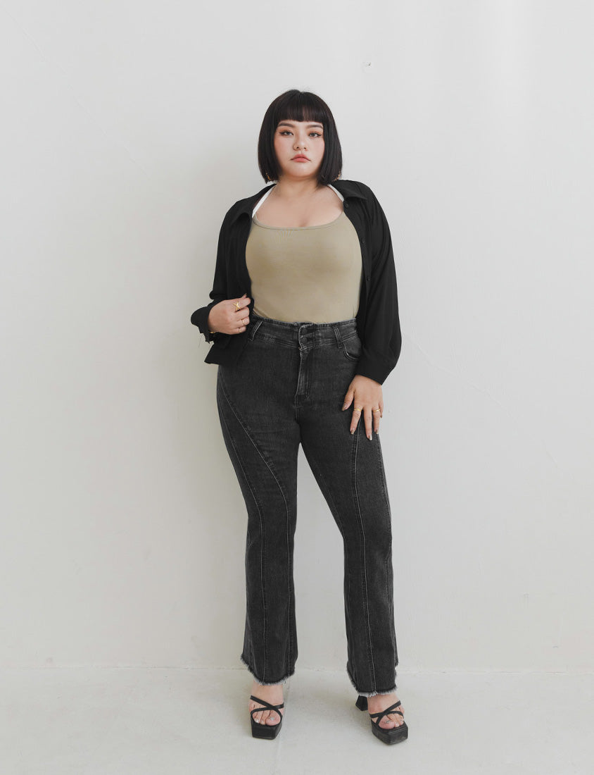 MUA! Sheer Textured Stitch Plus Size Cropped Jacket