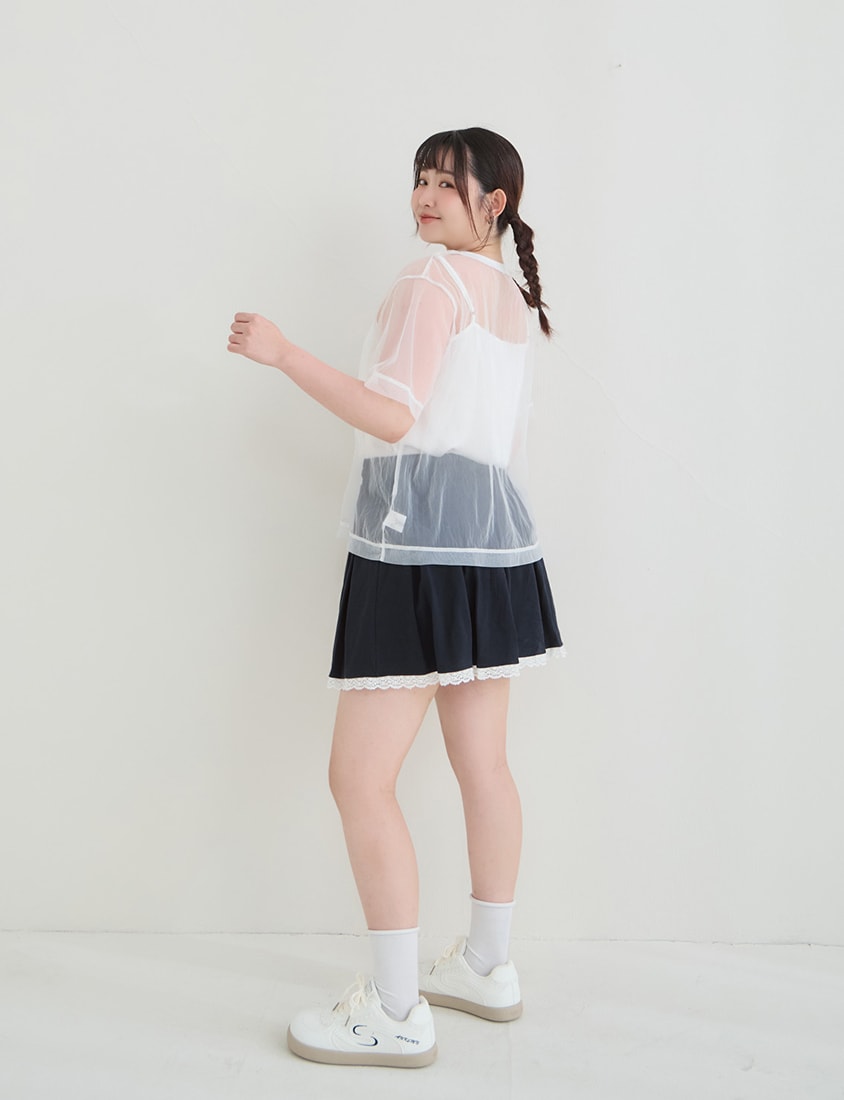 Sweet Lace Sporty Pleated Plus Size Mini Skirt
