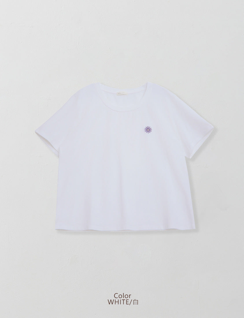 Heavyweight Floral Embroidery Plus Size Crewneck Tee