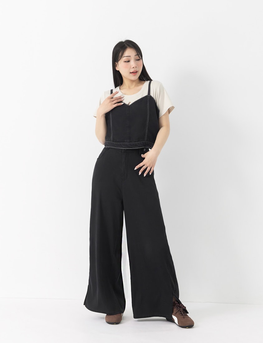 Lightweight Tencel Silky Denim Slit Plus Size Pants