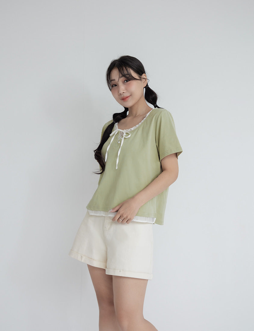 Korean Style Layered Faux Two-Piece Plus Size Top