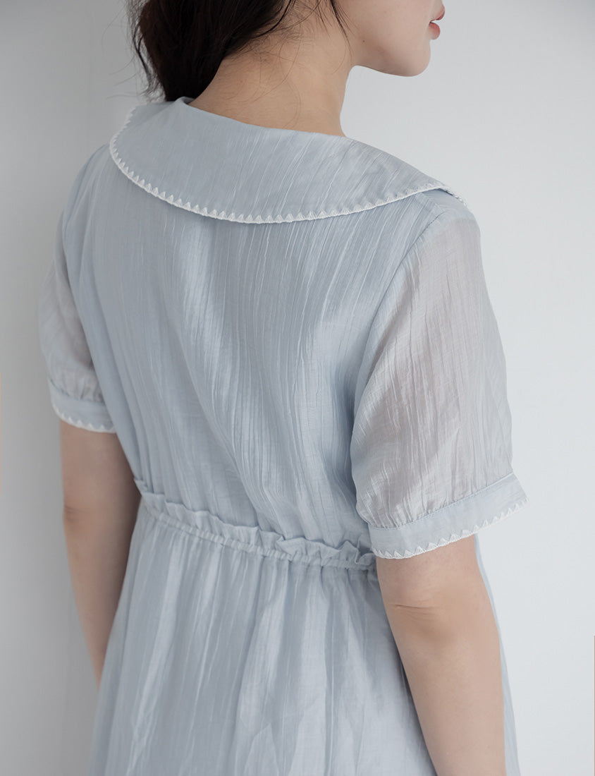 Crinkle Contrast Button-Up Plus Size Mini Dress