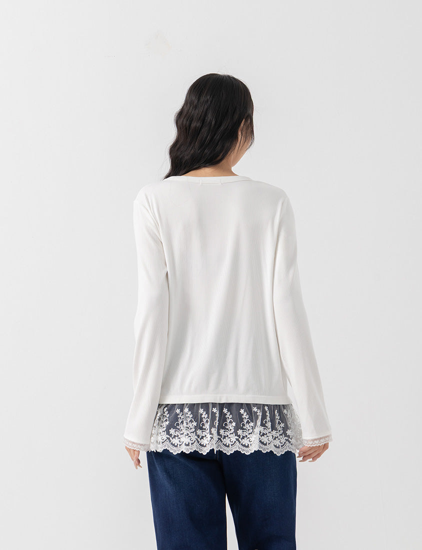 Layering Essential Lace Panel Knit Plus Size Top