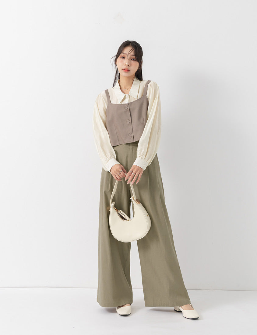 MISS. Elegant Suit Vest Faux Two Piece Plus Size Shirt