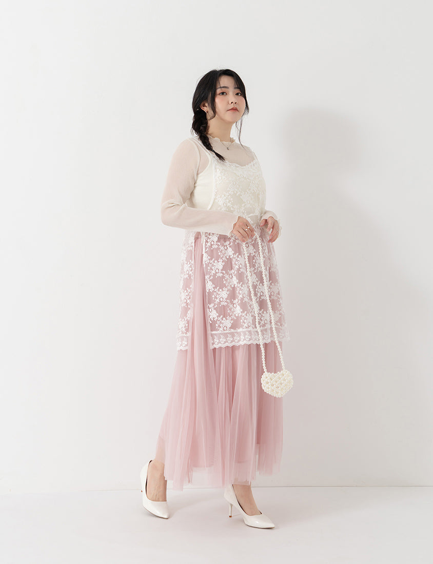 MISS. Lace Embroidered Side-Tie Layering Plus Size Vest