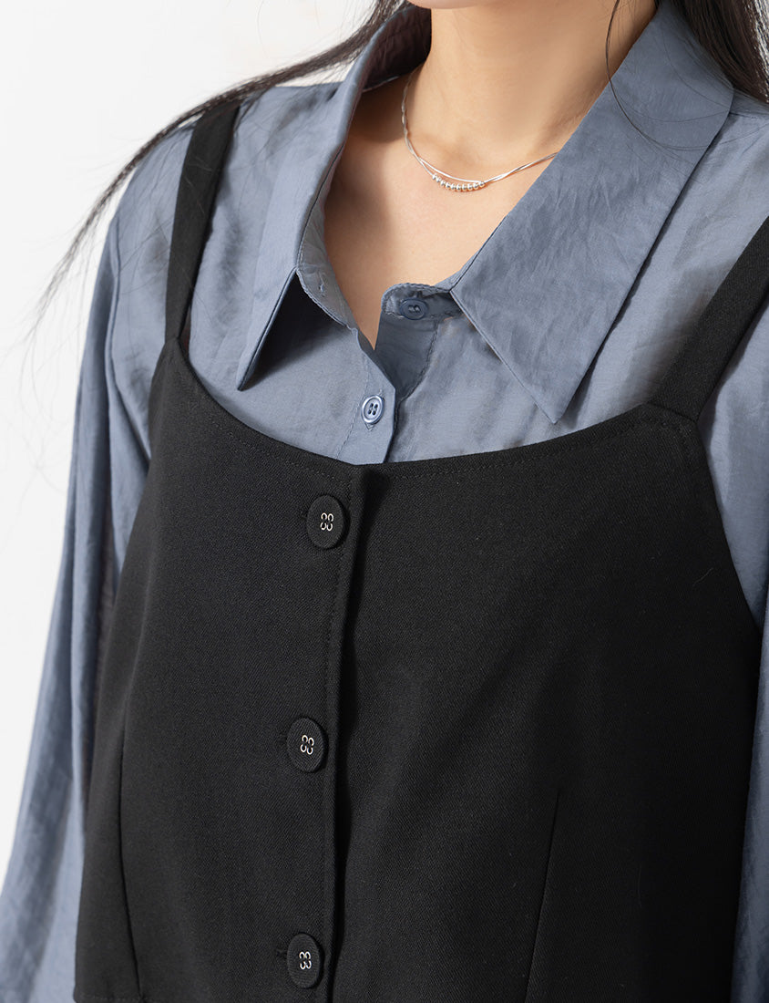 MISS. Elegant Suit Vest Faux Two Piece Plus Size Shirt