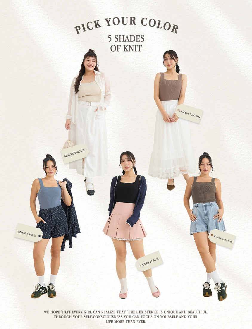 Zero Armpit Bulges Slimming Square Neck Knit Plus Size Tank Top