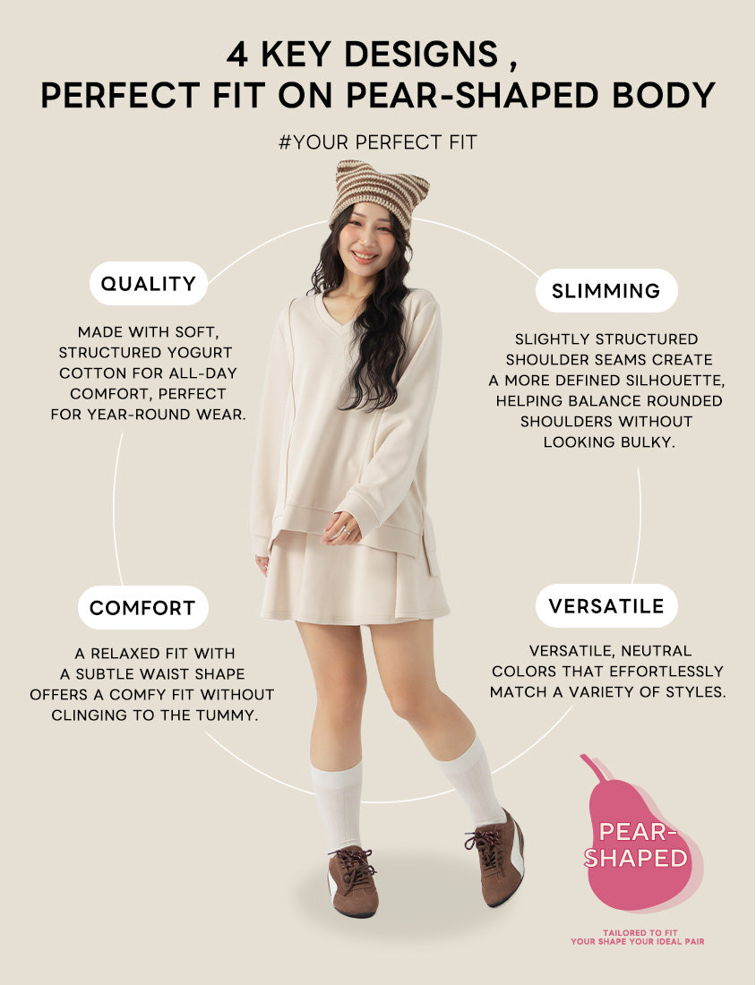 Pear-Shaped Friendly! Perfect Fit Seamed Yogurt Touch Plus Size Sweater