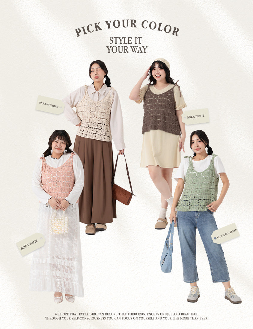 Japanese-Inspired Crochet Grid Plus Size  Vest