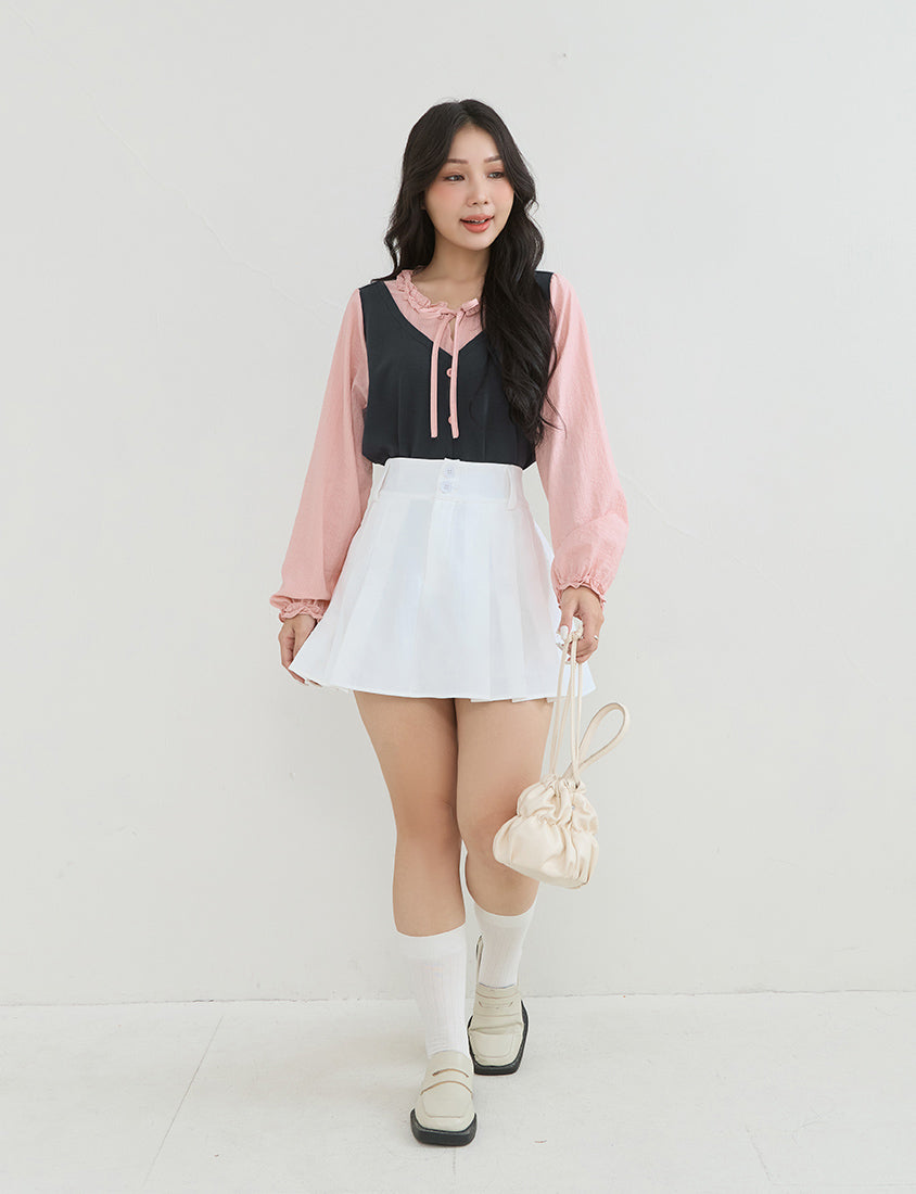 Slimming A-Line Pleated Plus Size Mini Skirt