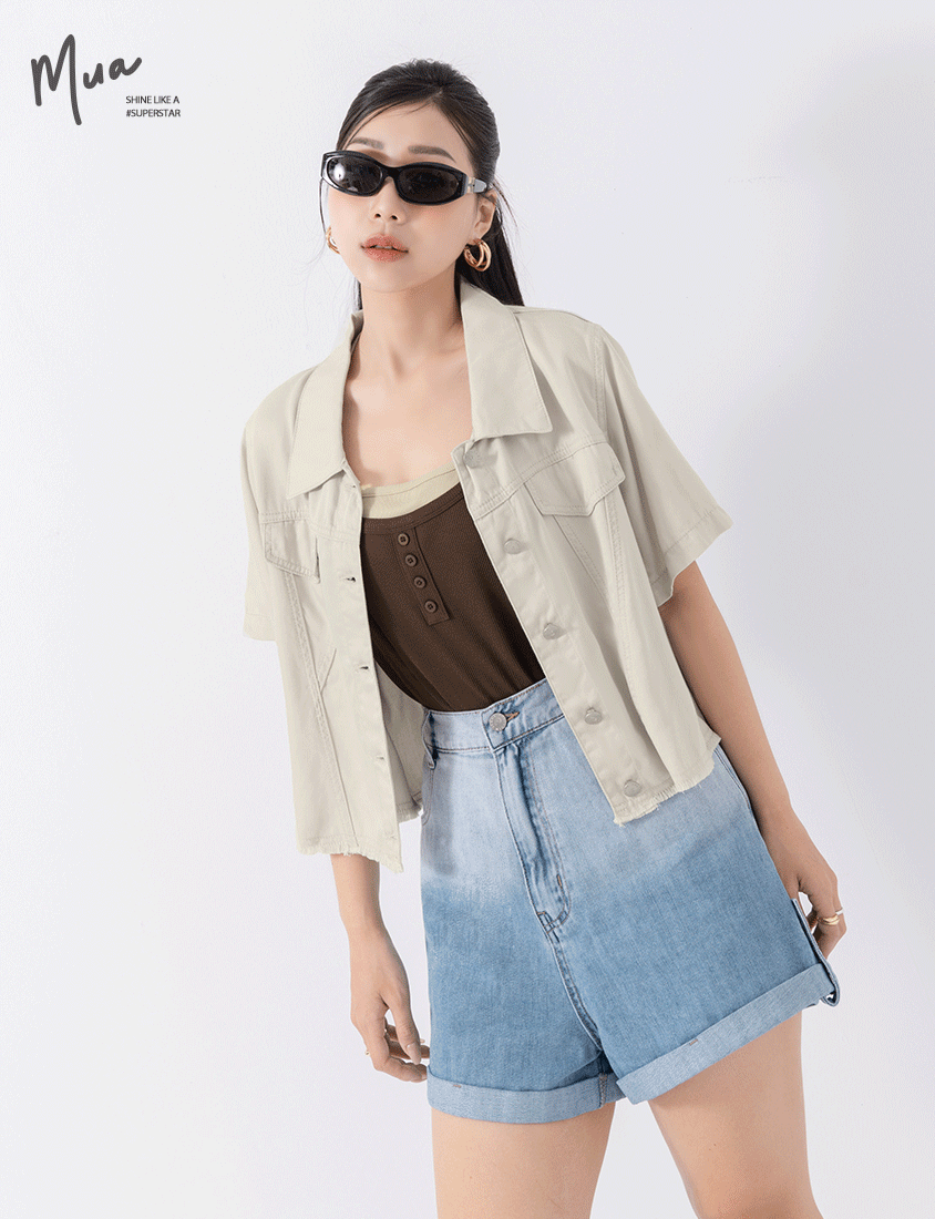 MUA! Cool Touch Lyocell Twill Cropped Plus Size Jacket