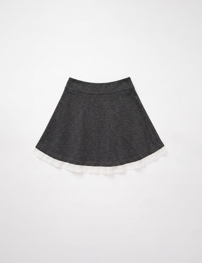 Lace Trim Cloud Cotton Plus Size Mini Skirt