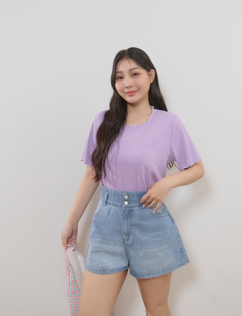 High Waist Hip-Lifting Stitch Plus Size Denim Shorts