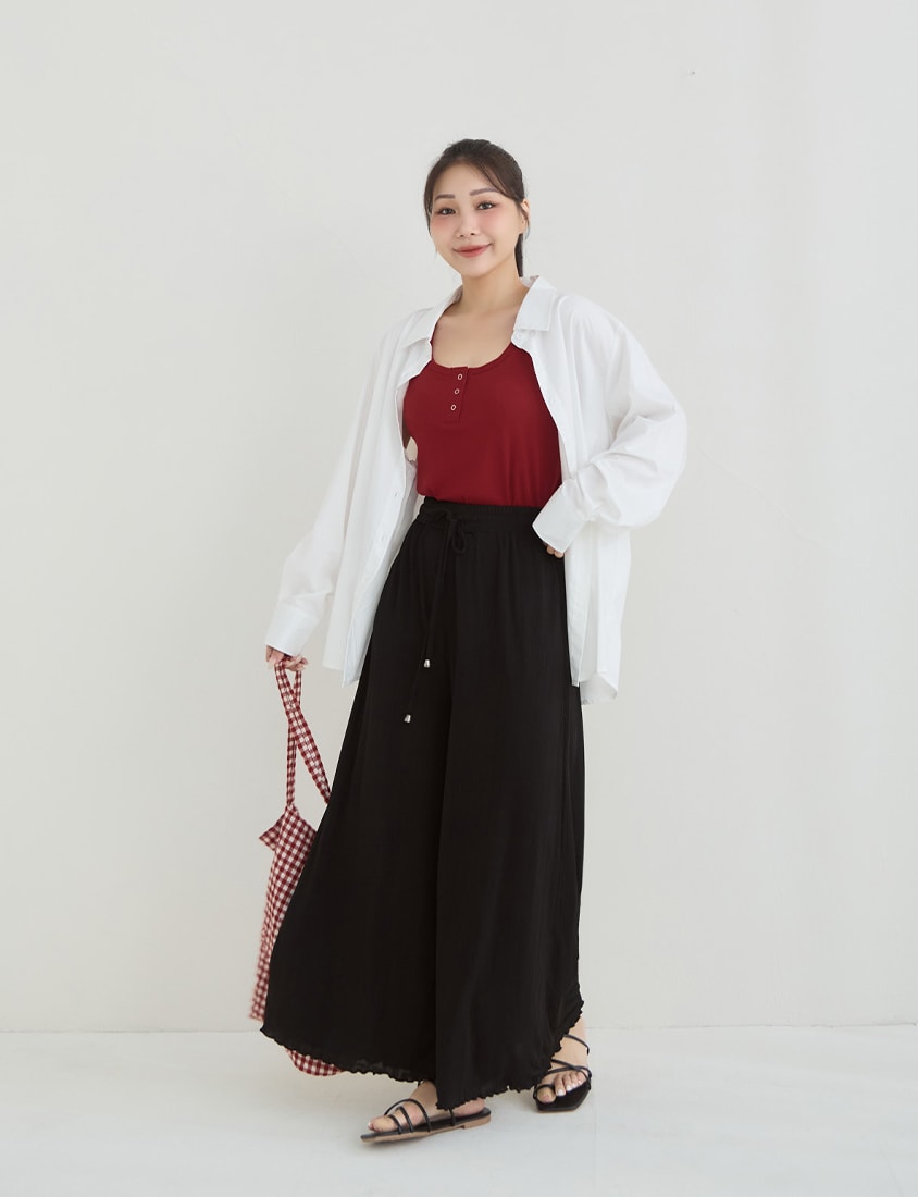 Cooling Lyocell Ribbed Crewneck Plus Size Tank Top