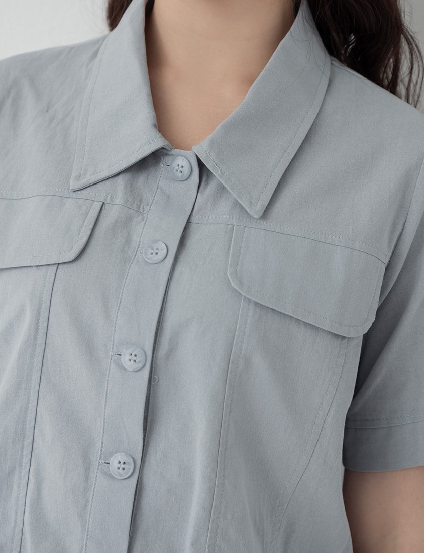 Spring Cotton Linen Stitch Plus Size Short Sleeve Shirt