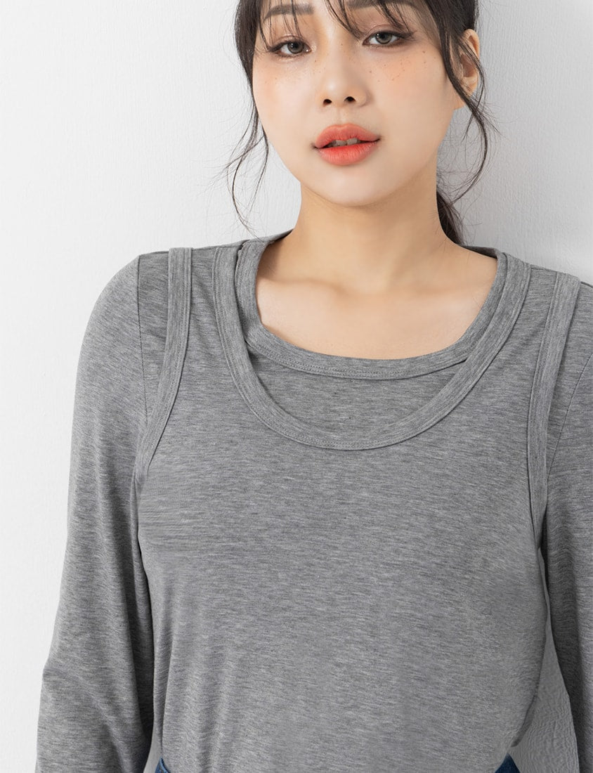 Soft Tencel Wool Plus Size Two-Piece Top (With Inner Top)