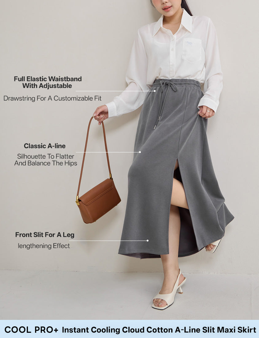 Instant Cool Cloud Cotton Slit A-Line Plus Size Skirt