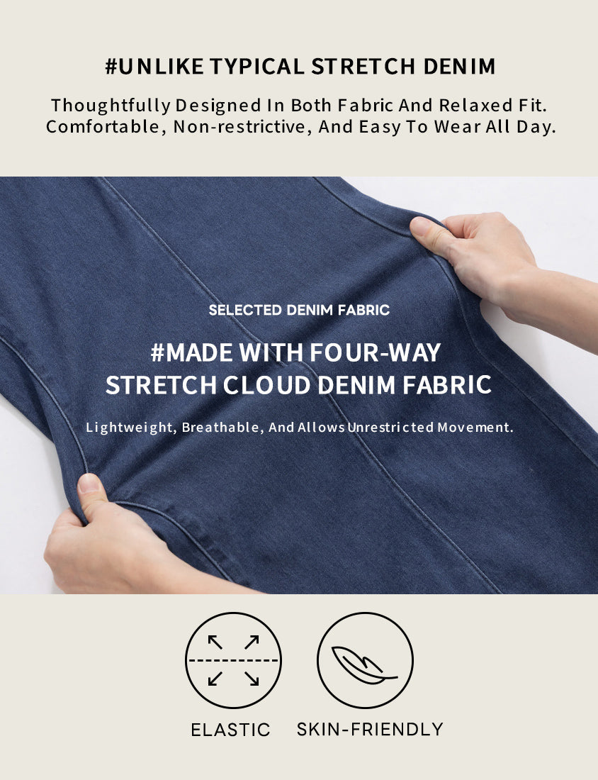 Lightweight Cloud Denim Zero-Restriction Plus Size Jeans (Short)