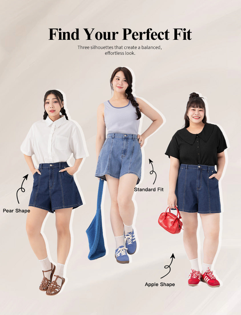 Standard Perfect Fit Slim Fit A-Line Plus Size Denim Shorts