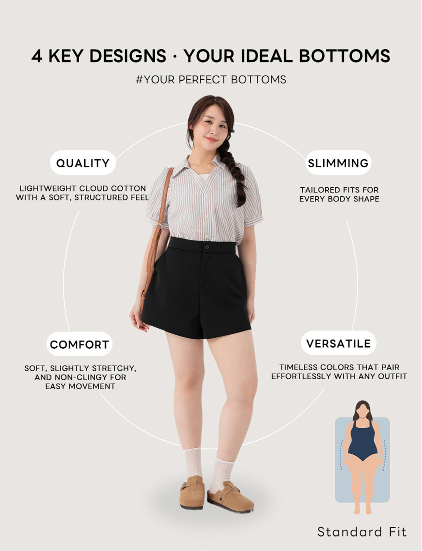 Standard Perfect Fit Structured Cloud Cotton Plus Size Shorts