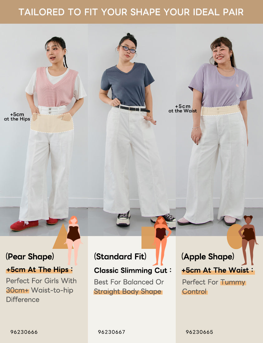 Standard Perfect Fit Twill Cotton Plus Size Wide Pants