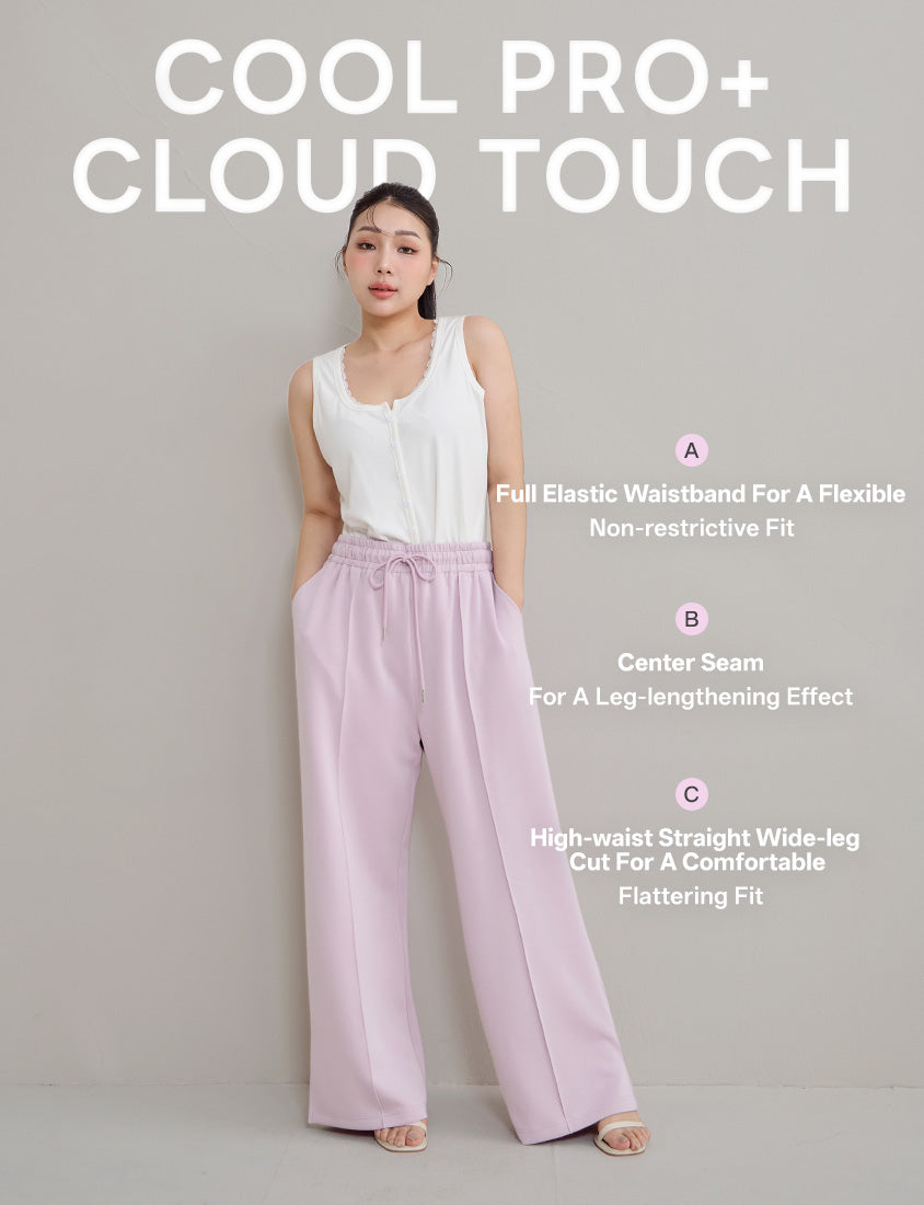 Instant Cool Cloud Cotton Stitch Slit Plus Size Wide Pants