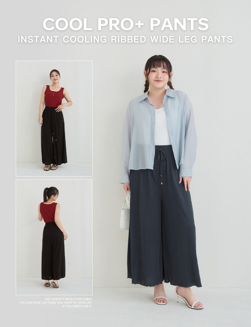 Instant Icy Cooling Slimming Ribbed Plus Size Wide Leg Pants