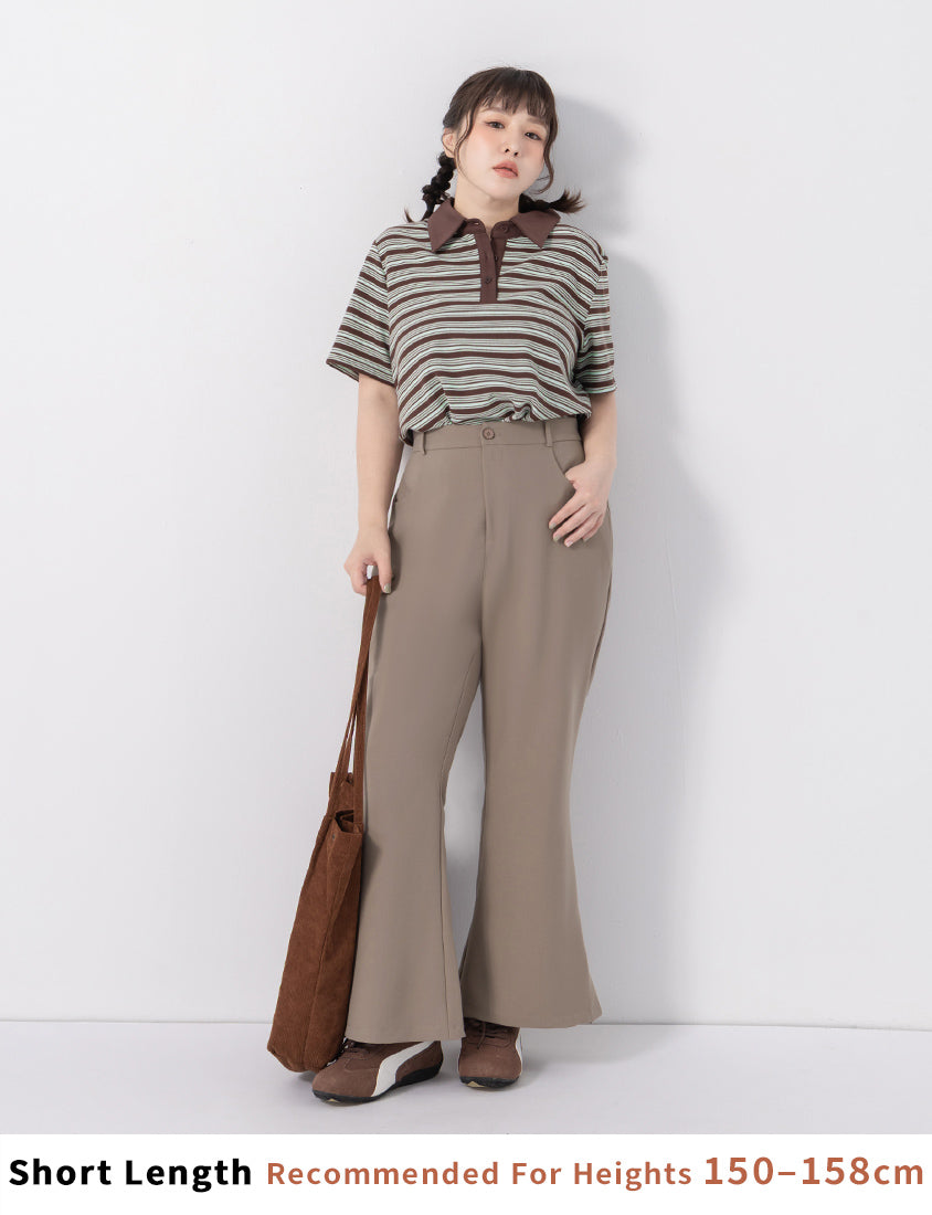 Perfect Proportion Slim Fit Plus Size Flared Trousers (Short)