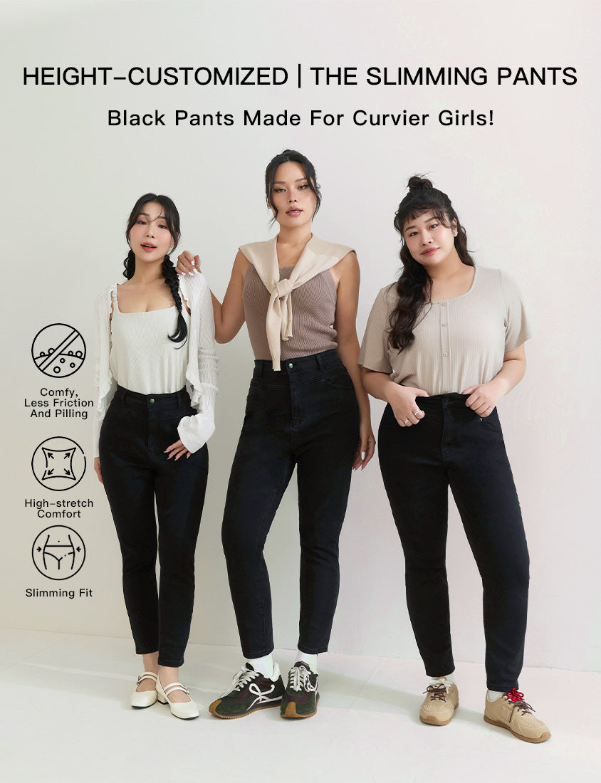 High-Waist Stretch Slim-Leg Plus Size Pants (Regular)