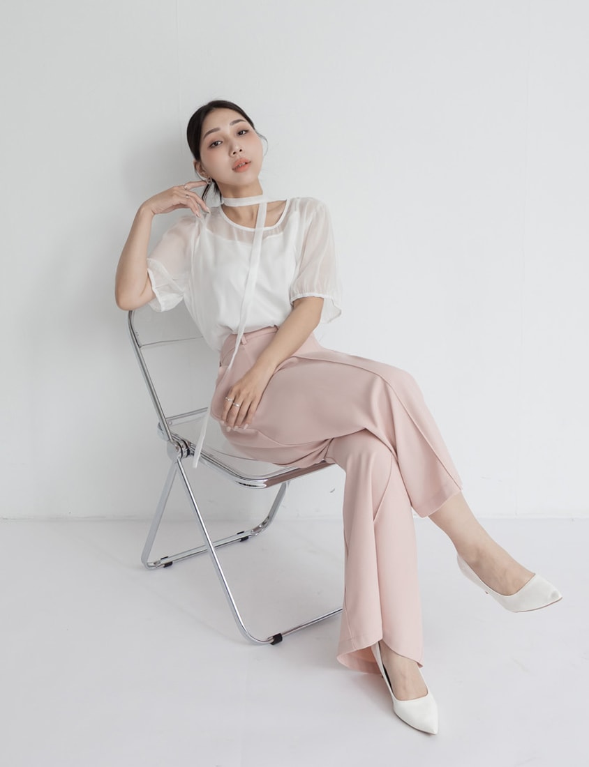 MISS. Elegant Two-Piece Sheer Plus Size Top (With Tie)