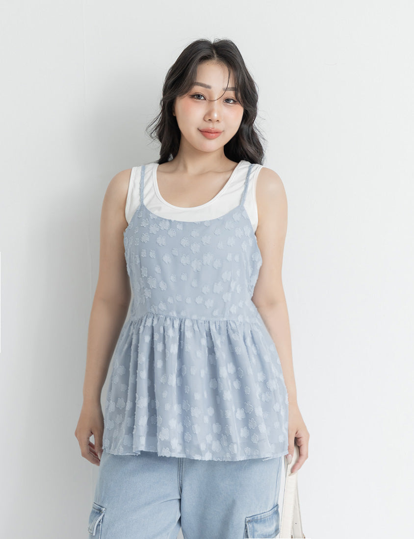 Japanese Floral Jacquard Strap Plus Size Cami Vest
