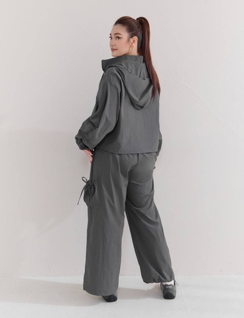 Instant Cooling UV-Protection Cropped Utility Hooded Plus Size Jacket