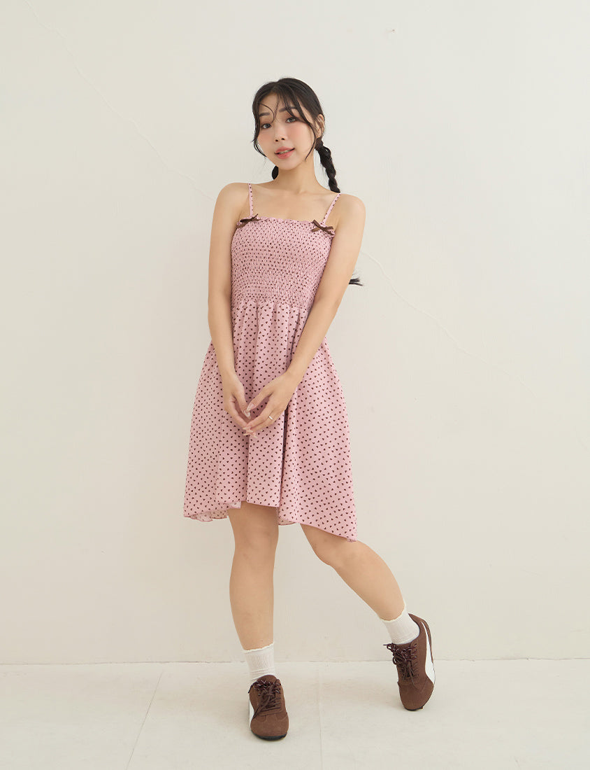 Sweet Contrast Heart Cami Plus Size Mini Dress
