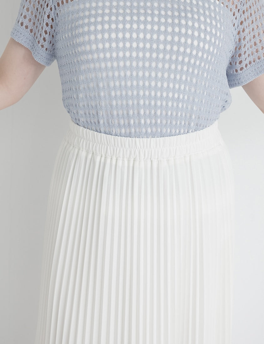 Elegant Flowy Elastic Waist Pleated Plus Size Maxi Skirt