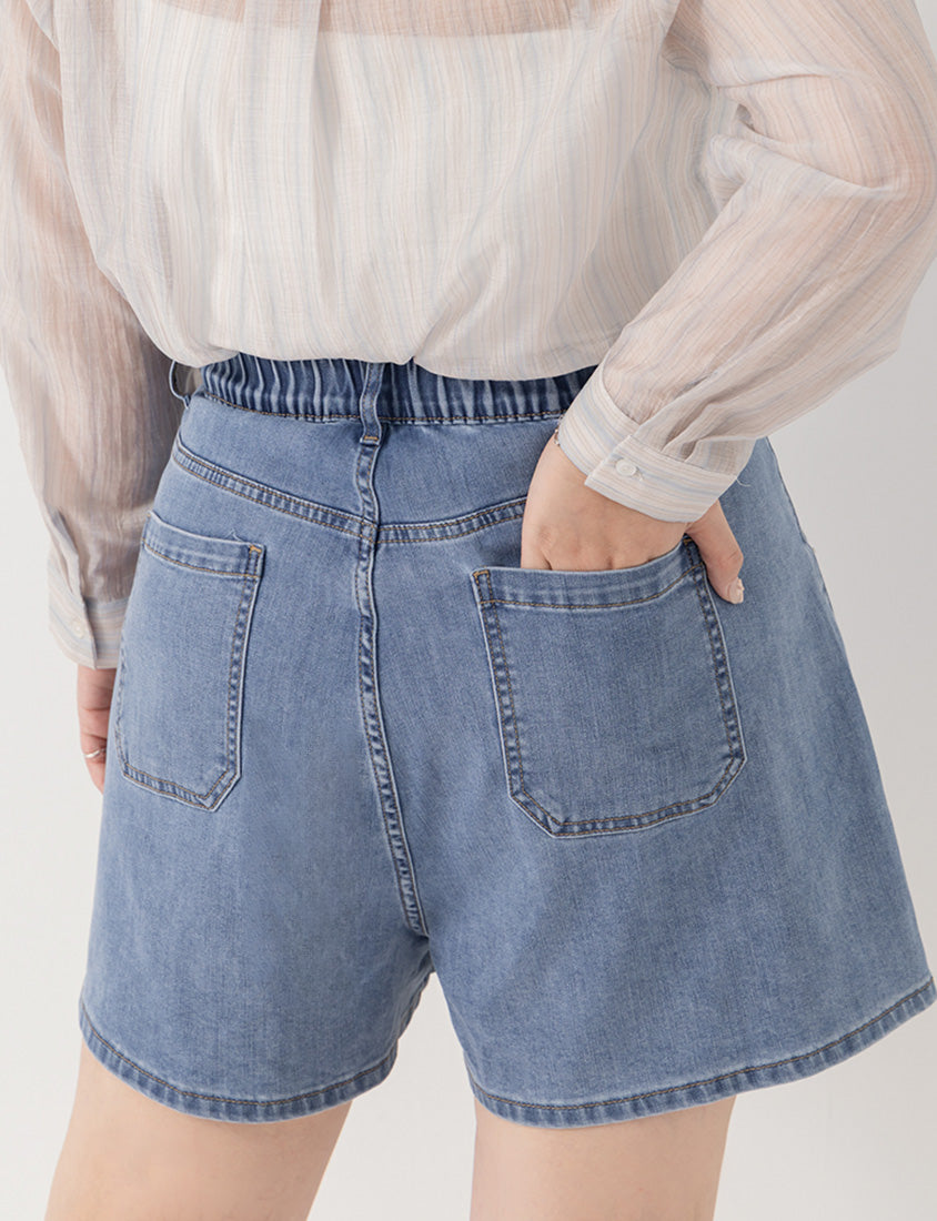 Apple-Shaped Friendly! Perfect Fit Slim Fit A-Line Plus Size Denim Shorts