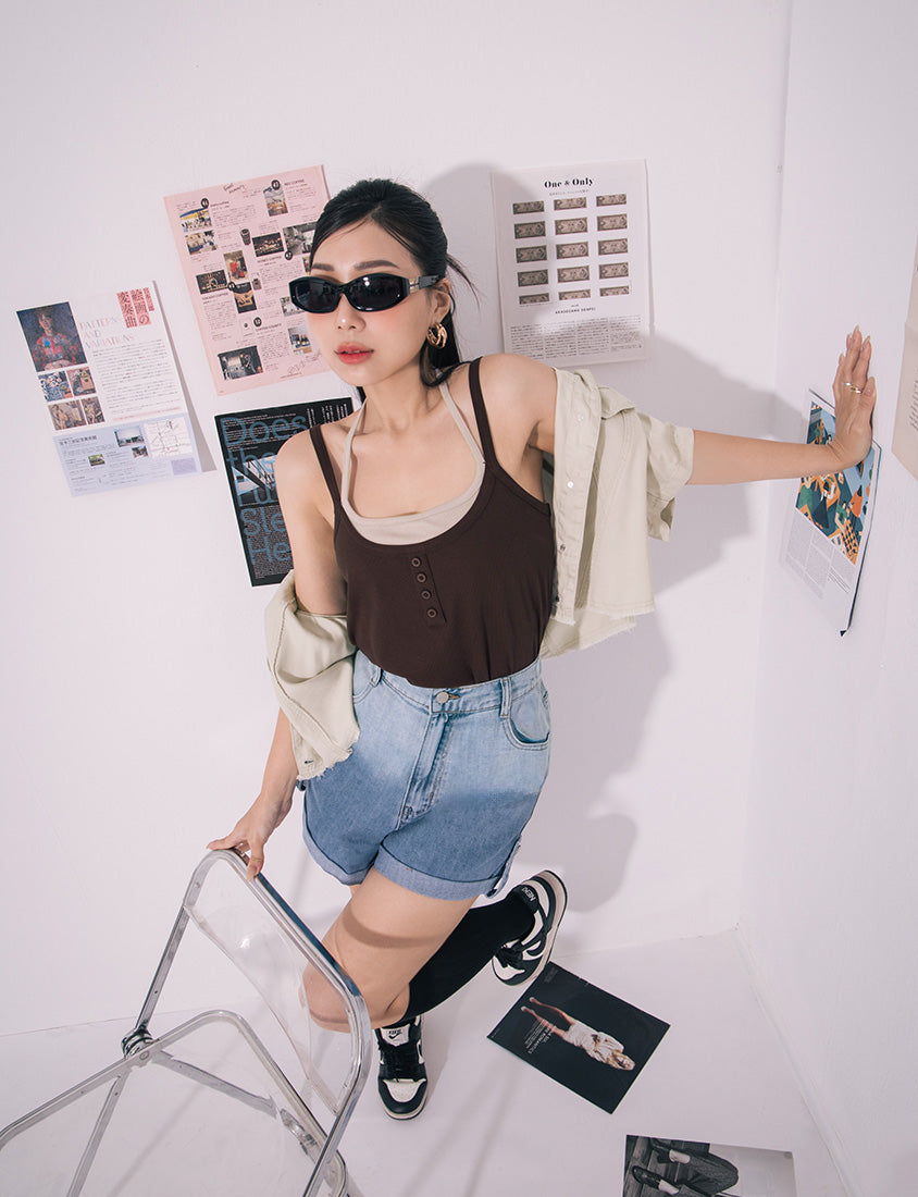 MUA! Gradient Cuffed Denim Plus Size Shorts