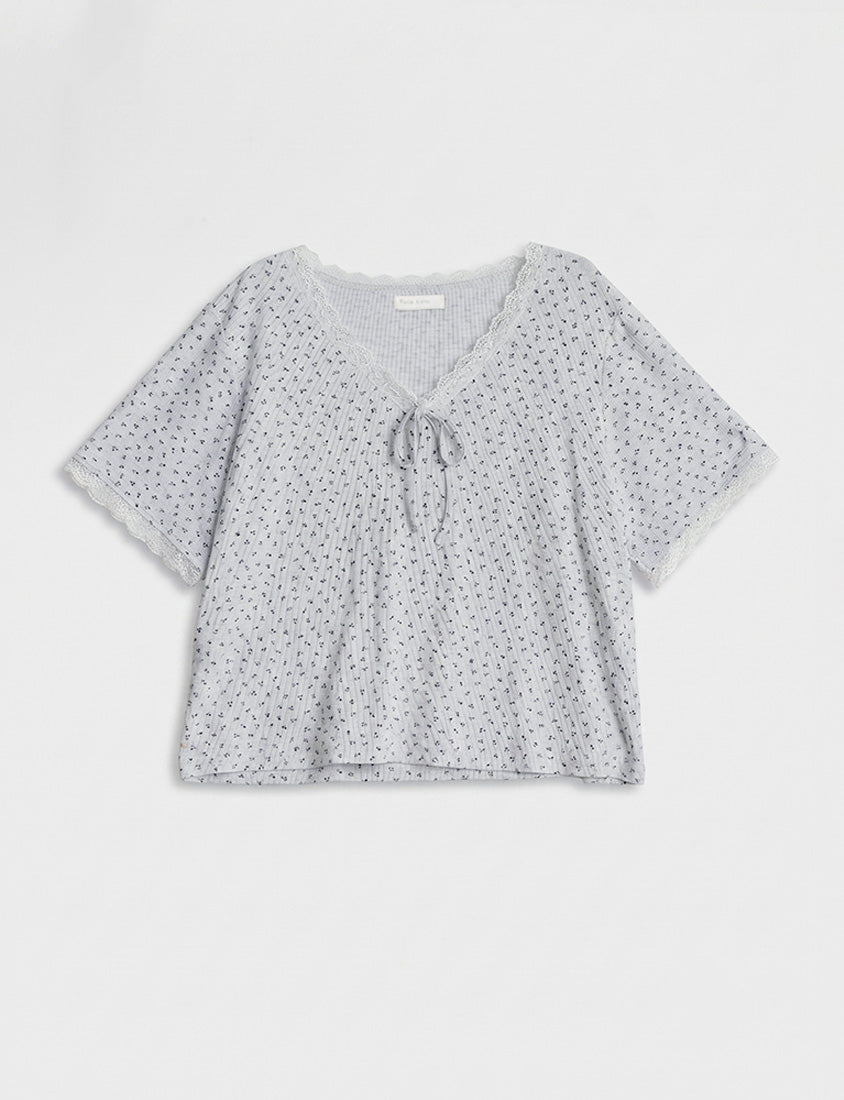 Cottage Lace Floral Ribbed Plus Size Tee